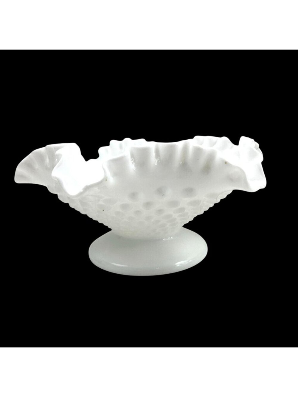 Vintage Milk Glass Hobnail Fluted Footed Candy Dish Bowl White 8" Decorative